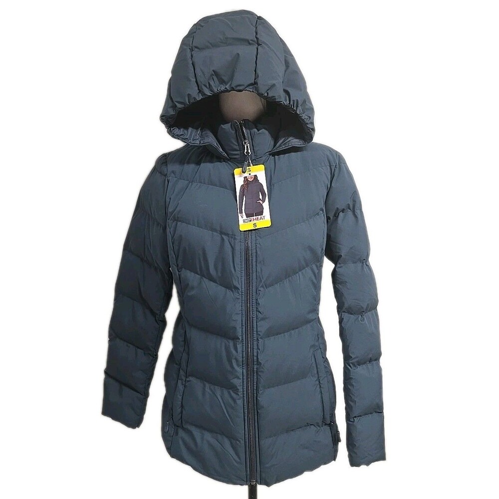 32‎ Degrees Heat Winter Tech Hooded Full-Zip Puffer Jacket Blue Women’s Sz S NWT